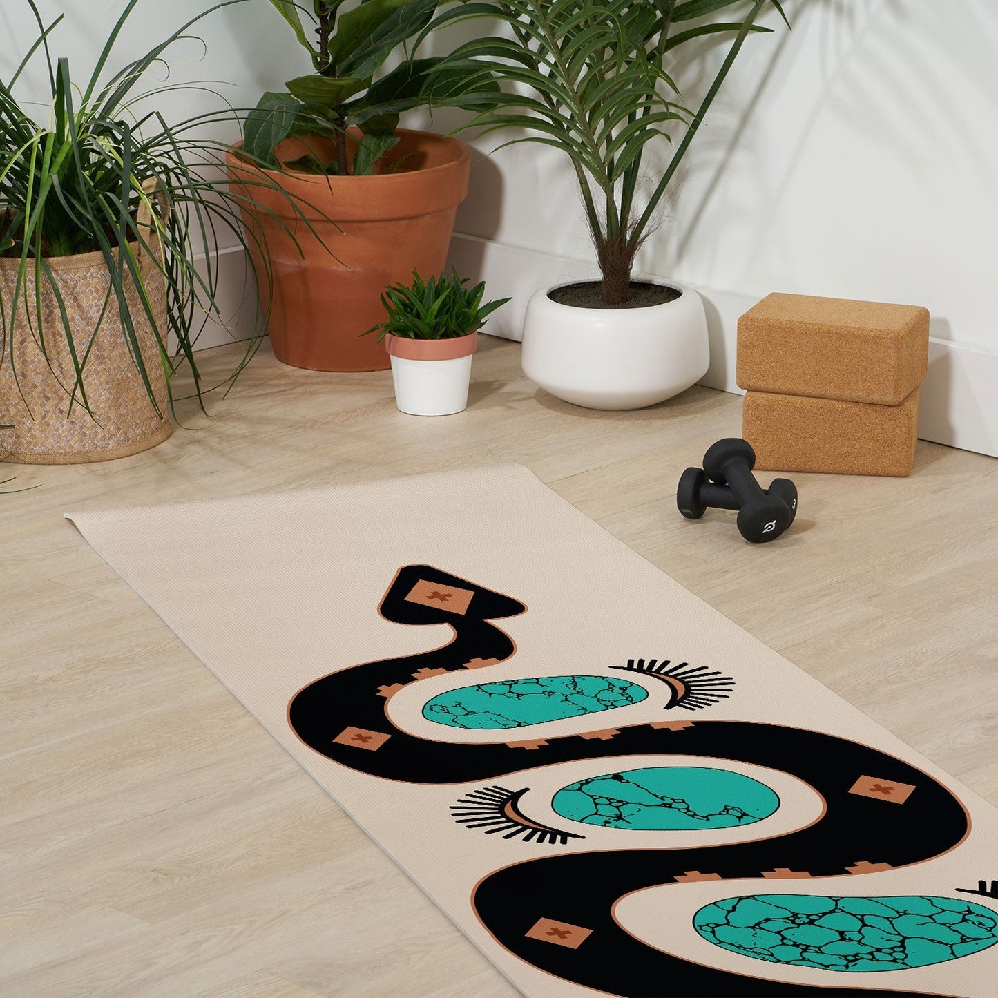 Southwestern Slither In Black Yoga Mat (DS) DD