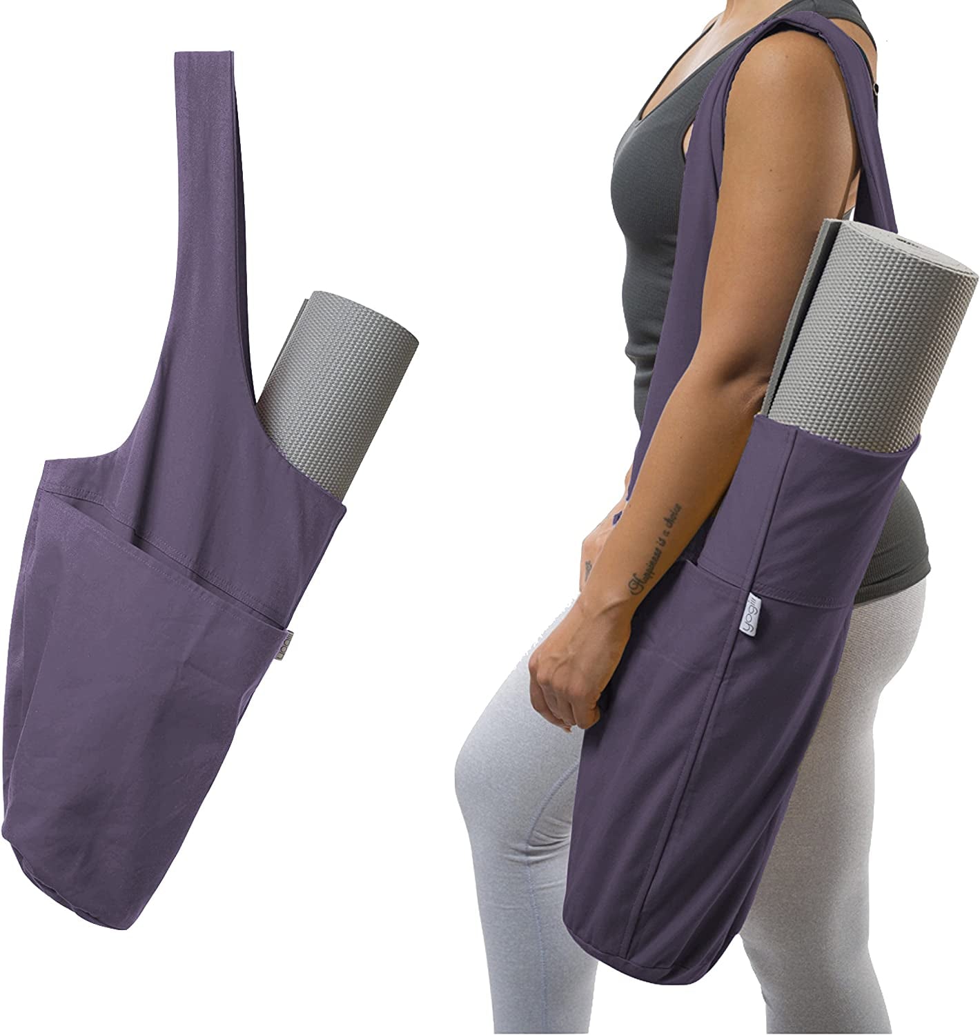 Yogiii Yoga Mat Bag | the ORIGINAL Yogiiitote | Yoga Mat Tote Sling Carrier with Large Side Pocket & Zipper Pocket | Fits Most Size Mats