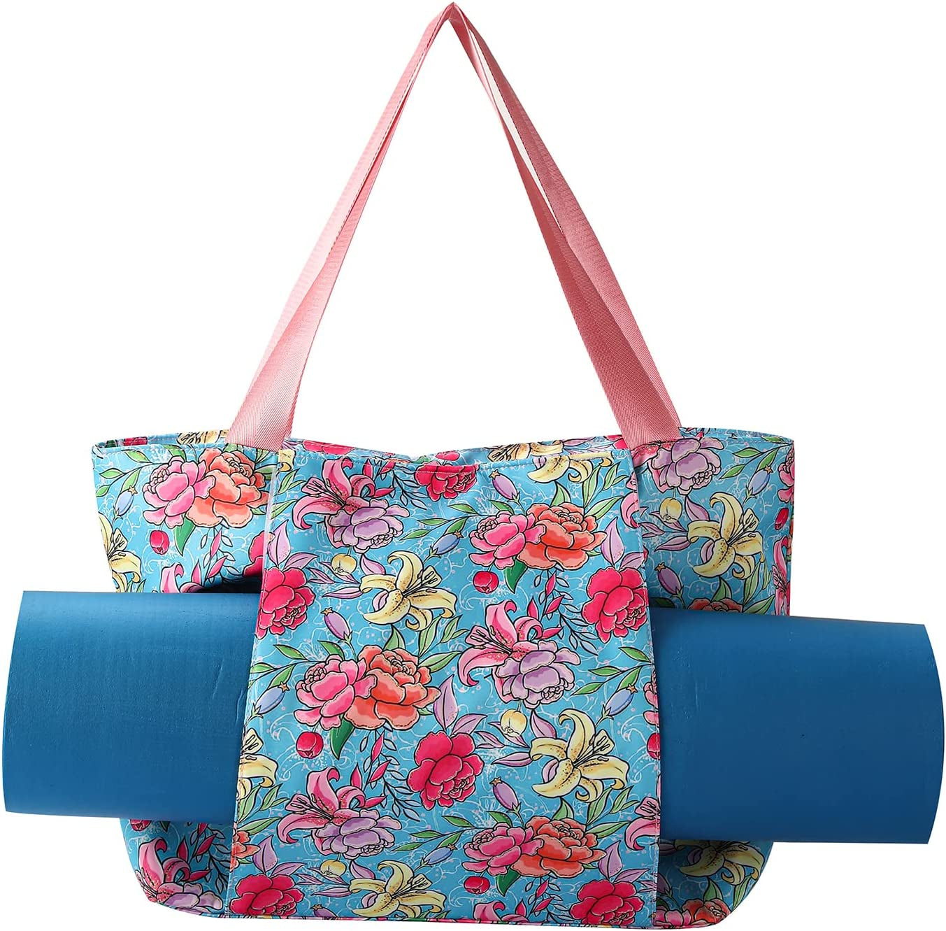 QXFEGJQ Yoga Mat Bag,Women Large Yoga Tote Bag Shoulder Bag Shoulder Bag Laptop Bag Top Handle Handbag with Hidden Velcro Pockets