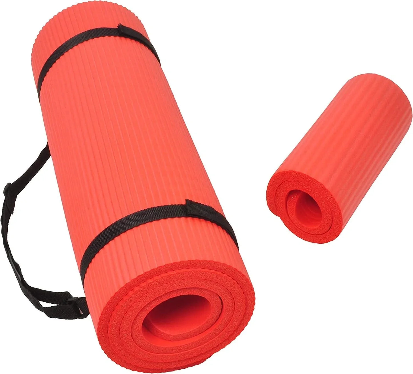 Balancefrom All Purpose 1/2-Inch Extra Thick High Density Anti-Tear Exercise Yoga Mat and Knee Pad with Carrying Strap and Yoga Blocks