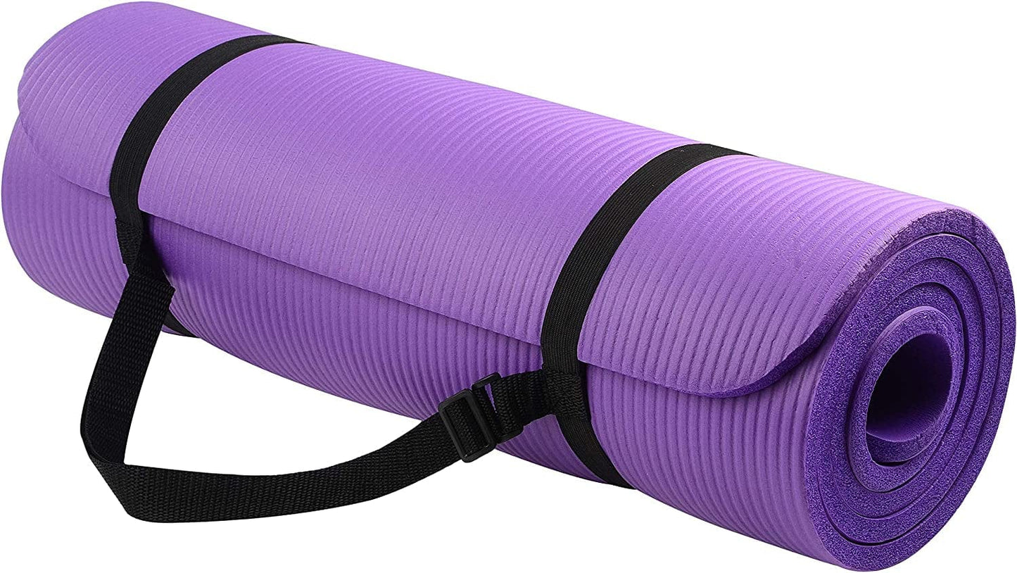 Balancefrom All Purpose 1/2-Inch Extra Thick High Density Anti-Tear Exercise Yoga Mat with Carrying Strap and Yoga Blocks