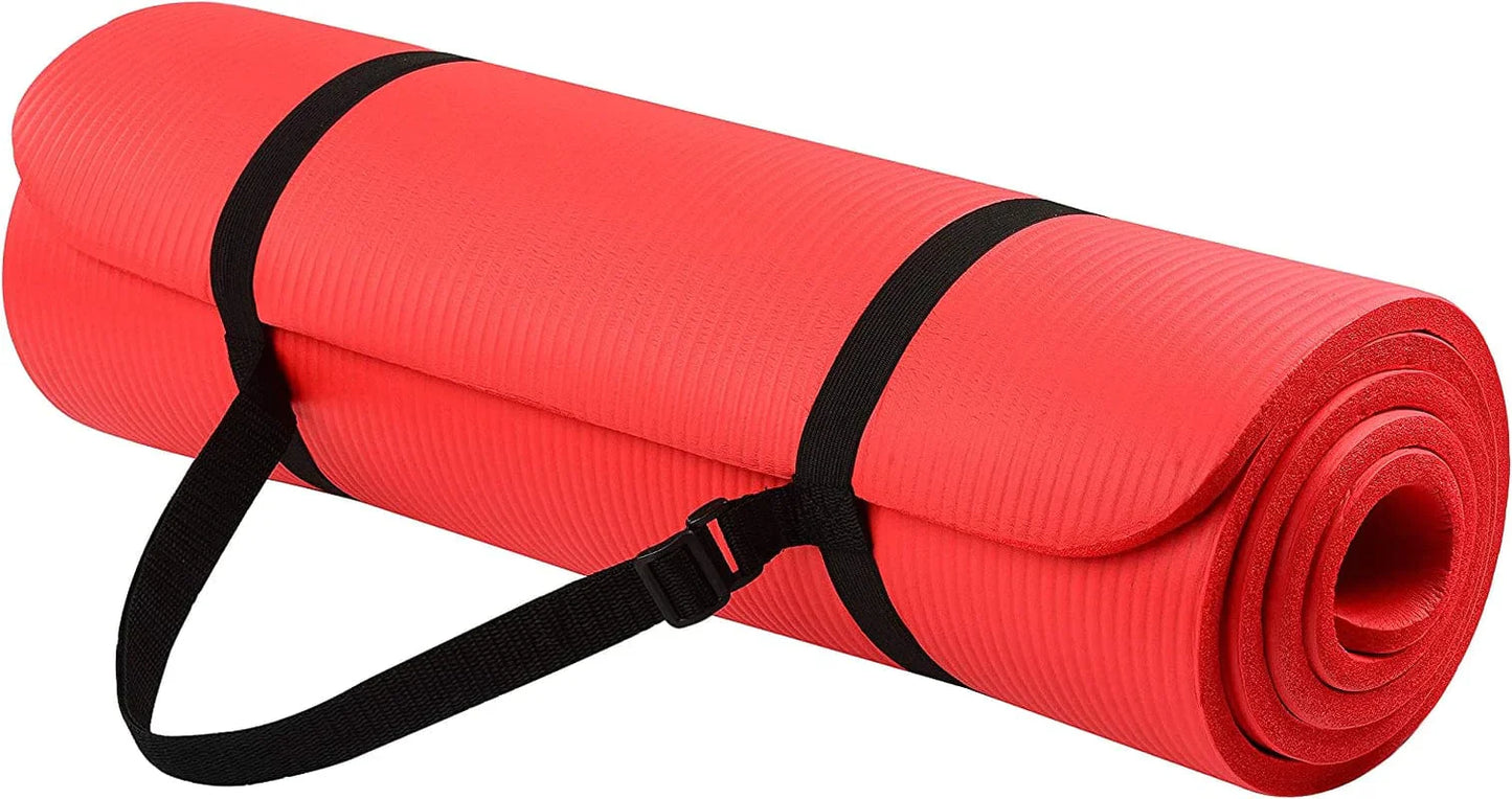 Balancefrom All Purpose 1/2-Inch Extra Thick High Density Anti-Tear Exercise Yoga Mat with Carrying Strap and Yoga Blocks