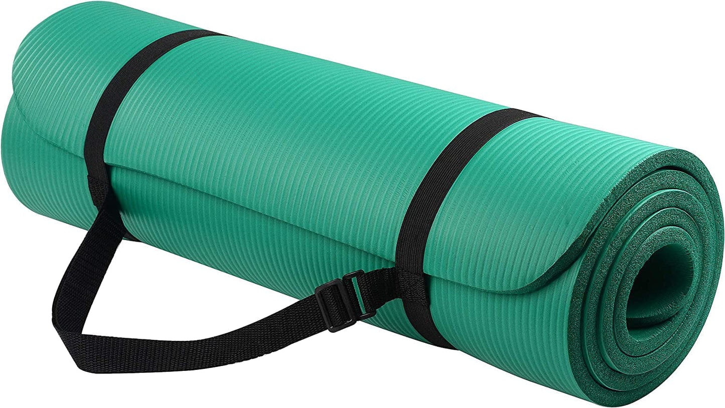 Balancefrom All Purpose 1/2-Inch Extra Thick High Density Anti-Tear Exercise Yoga Mat with Carrying Strap and Yoga Blocks