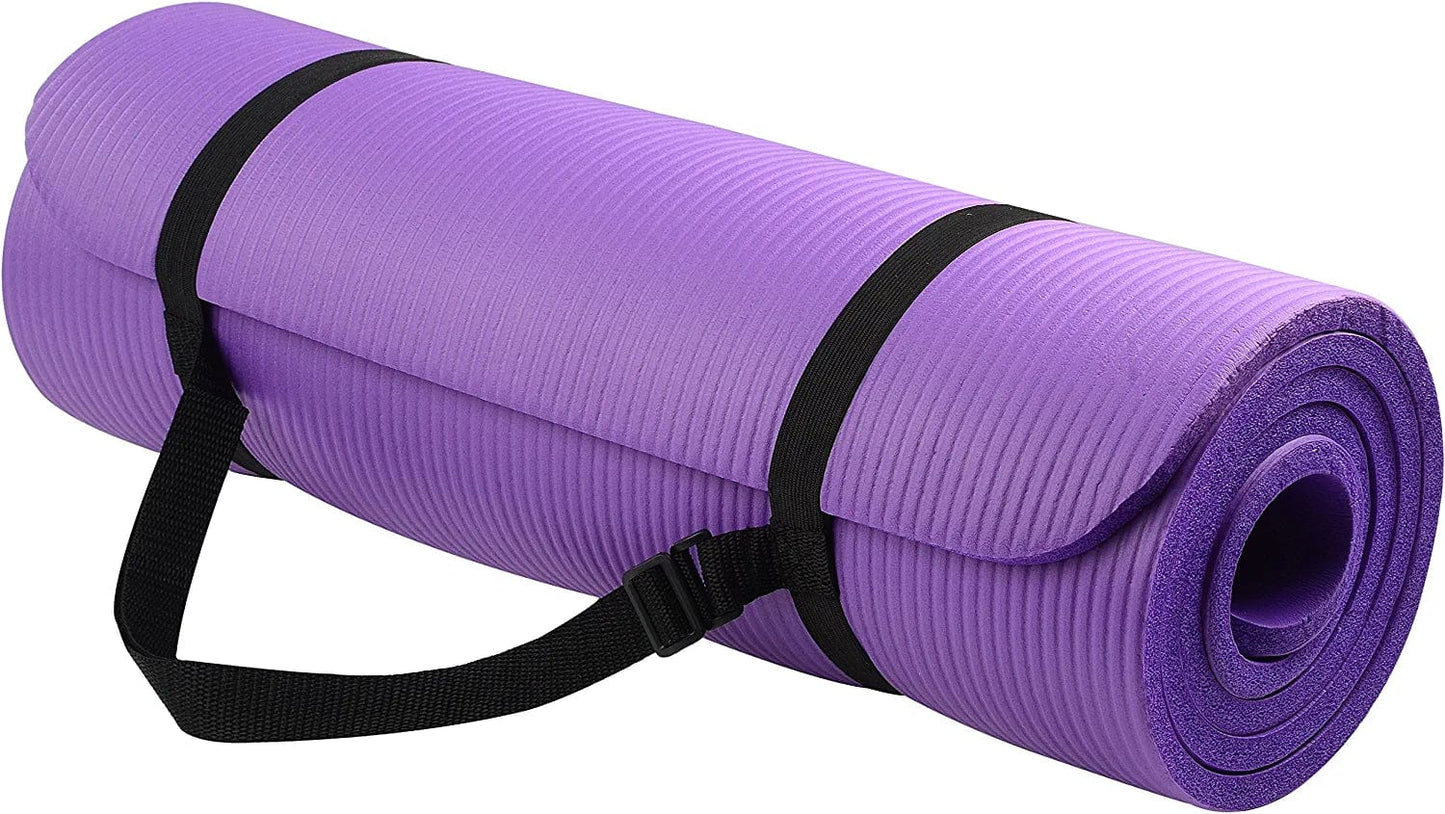 Balancefrom All Purpose 1/2-Inch Extra Thick High Density Anti-Tear Exercise Yoga Mat with Carrying Strap and Yoga Blocks