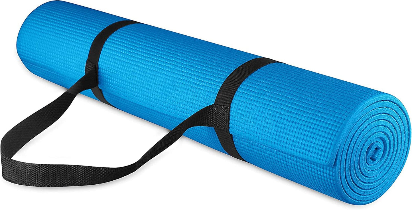 Balancefrom All Purpose 1/4-Inch High Density Anti-Tear Exercise Yoga Mat with Carrying Strap and Yoga Blocks