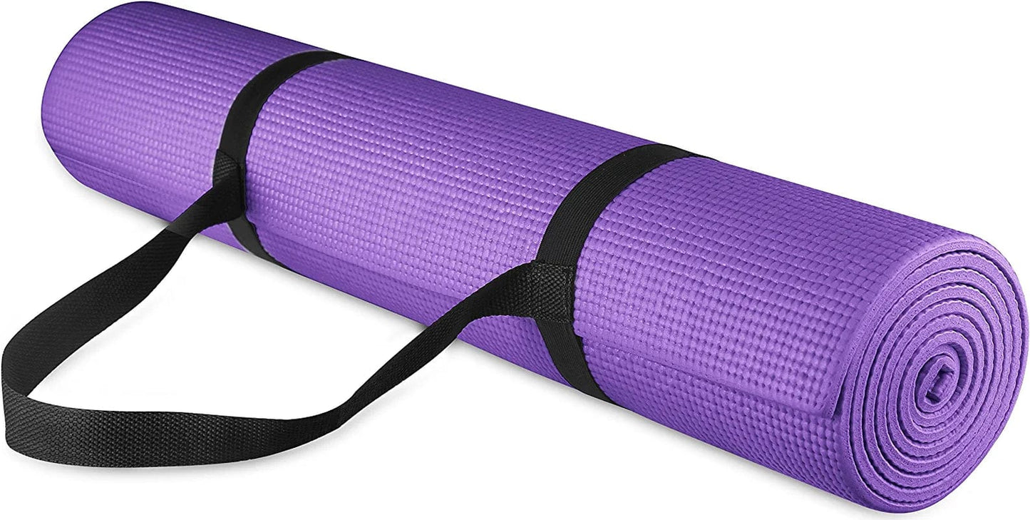 Balancefrom All Purpose 1/4-Inch High Density Anti-Tear Exercise Yoga Mat with Carrying Strap and Yoga Blocks