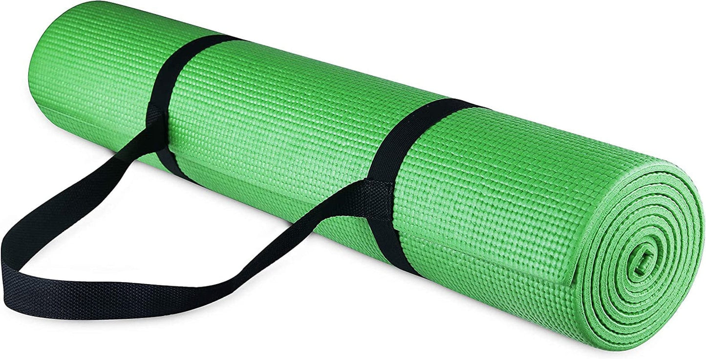 Balancefrom All Purpose 1/4-Inch High Density Anti-Tear Exercise Yoga Mat with Carrying Strap and Yoga Blocks