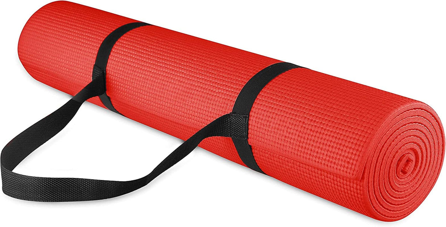 Balancefrom All Purpose 1/4-Inch High Density Anti-Tear Exercise Yoga Mat with Carrying Strap and Yoga Blocks