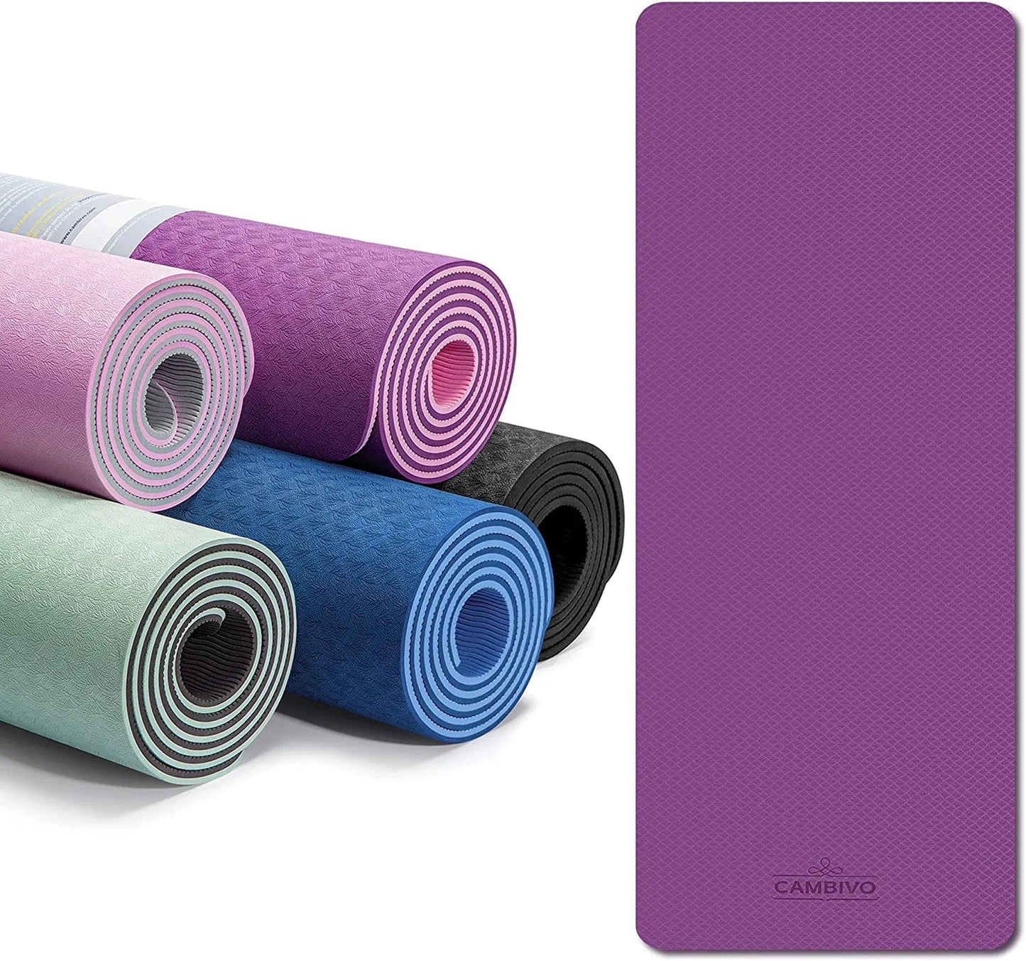 CAMBIVO Extra Thick Yoga Mat for Women Men Kids, Professional TPE Yoga Mats, Workout Mat with Carrying Strap for Yoga, Pilates and Floor Exercises