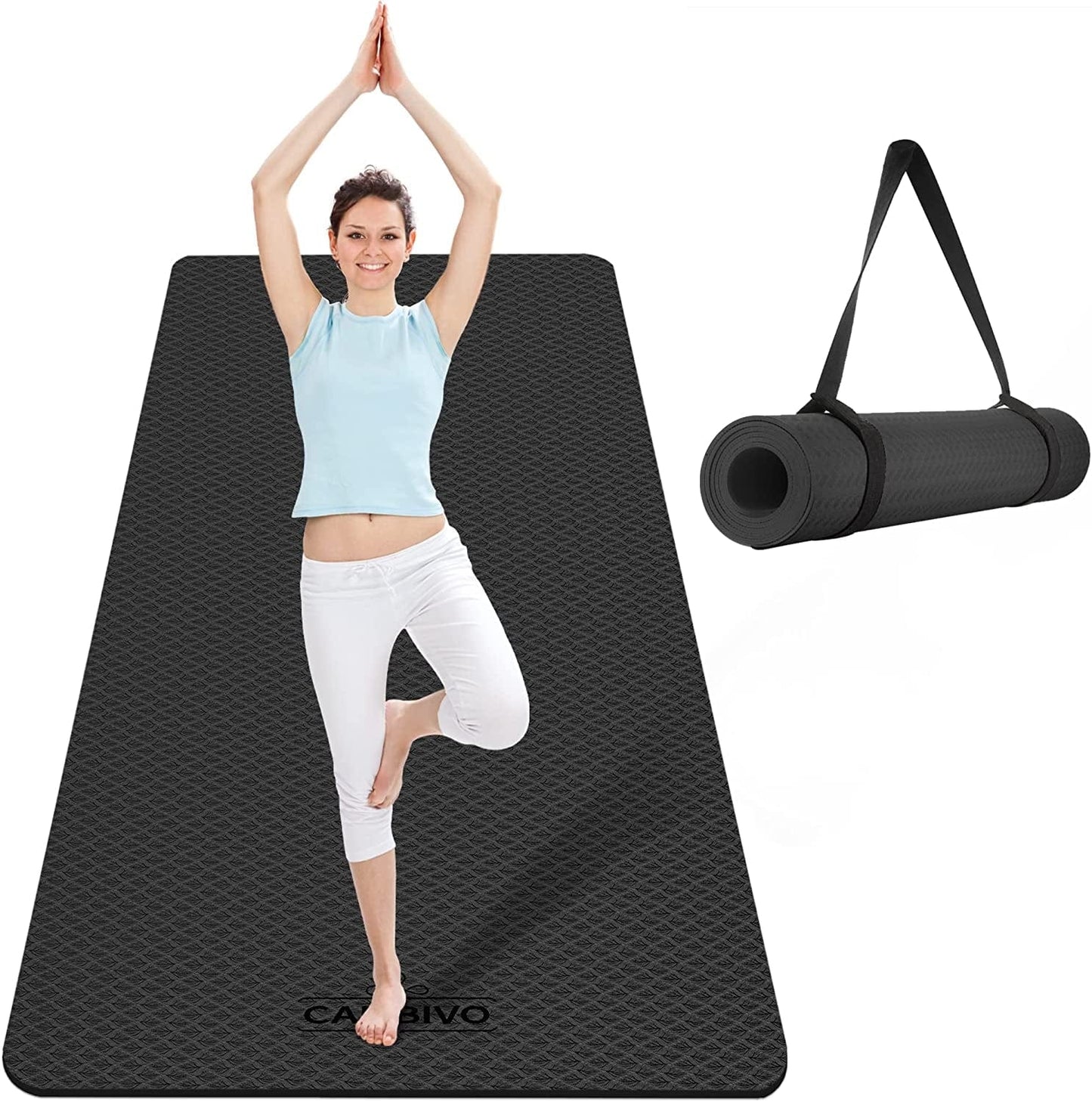 CAMBIVO Extra Wide Yoga Mat for Women and Men (72"X 32"X 1/4"), Eco-Friendly SGS Certified, Large TPE Exercise Fitness Mat for Yoga, Pilates, Workout