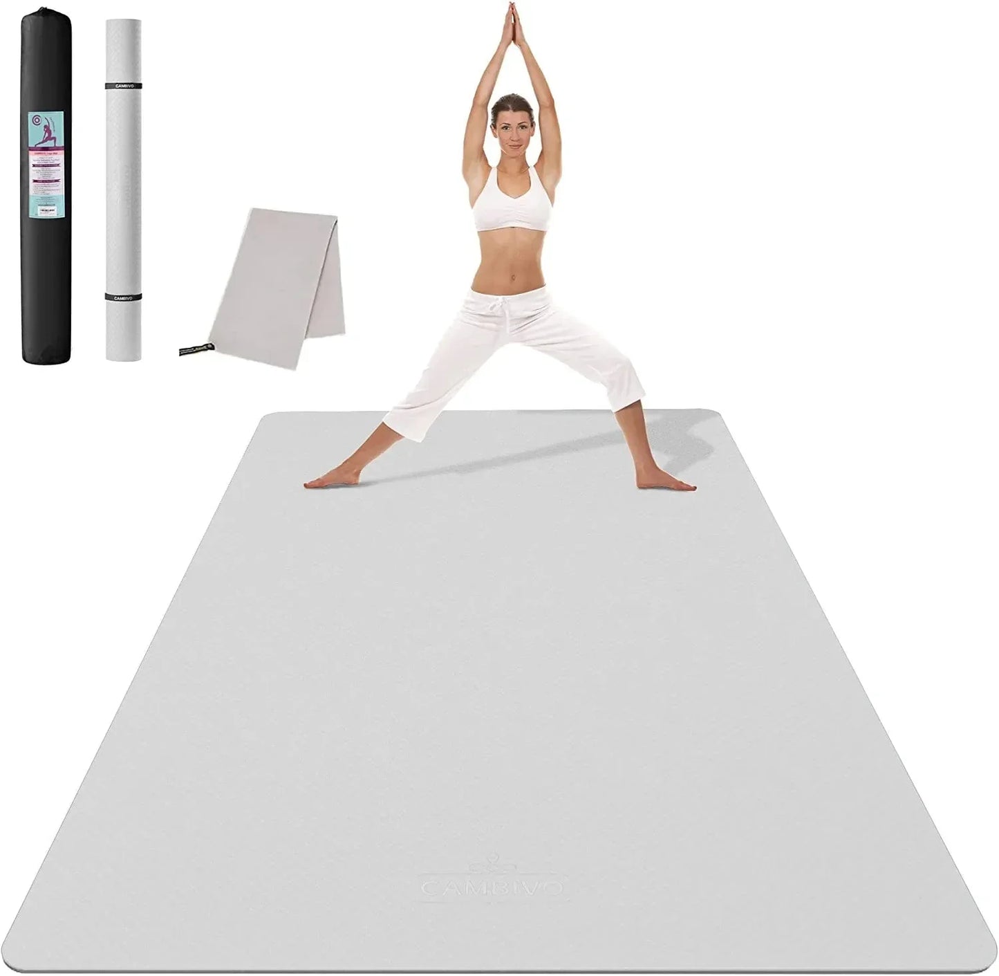 CAMBIVO Large Yoga Mat (6'X 4'), Extra Wide Workout Mat for Men and Women, Yoga Mat Thick 1/3 &1/4 Exercise Mats for Home Workout, Yoga, Pilates (Black,1/4 Inch)