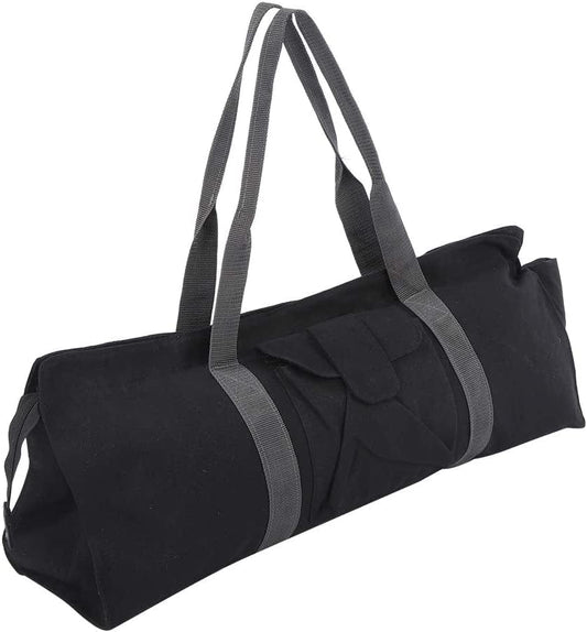 Canvas Yoga Bag, Adjustable Single Yoga Shoulder Bag for Towels Storage Sports Gym Pilates Mat Yoga Mats, Black,25.59X7X11In