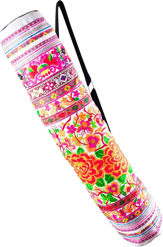 Cccollections Yoga Pilates Mat Bags Carriers - Embroidered Adjustable Carry Strap Yoga Bag Unique Bohemian