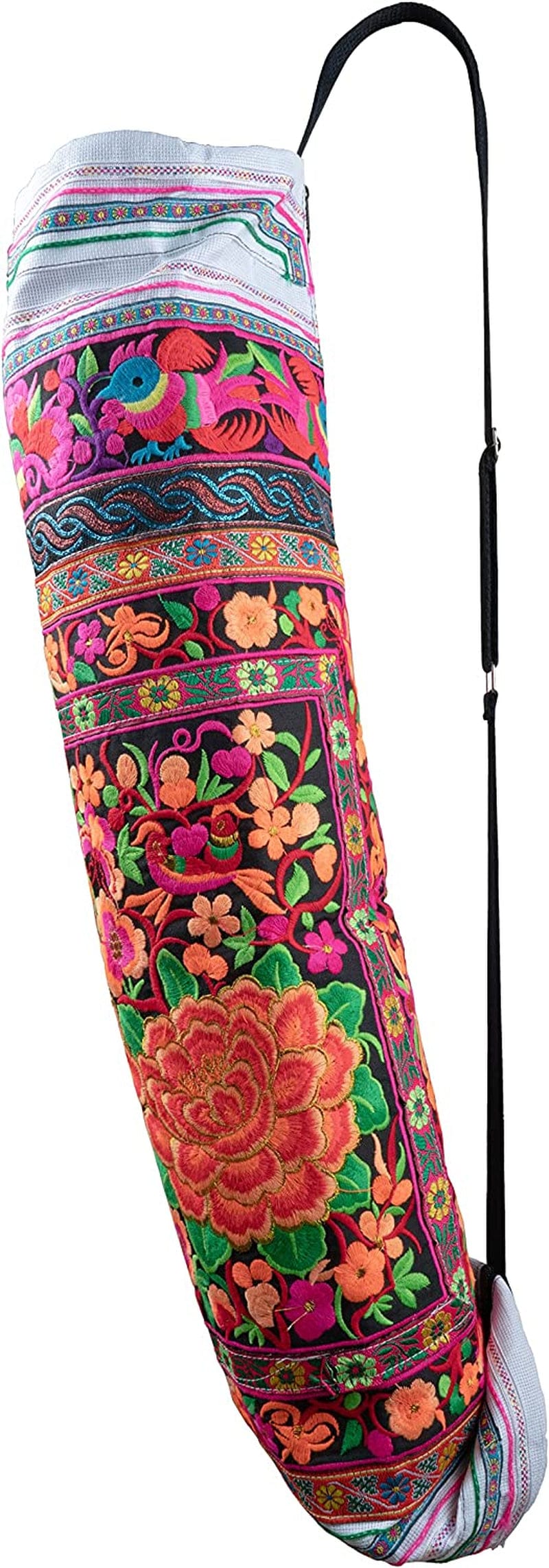 Cccollections Yoga Pilates Mat Bags Carriers - Embroidered Adjustable Carry Strap Yoga Bag Unique Bohemian
