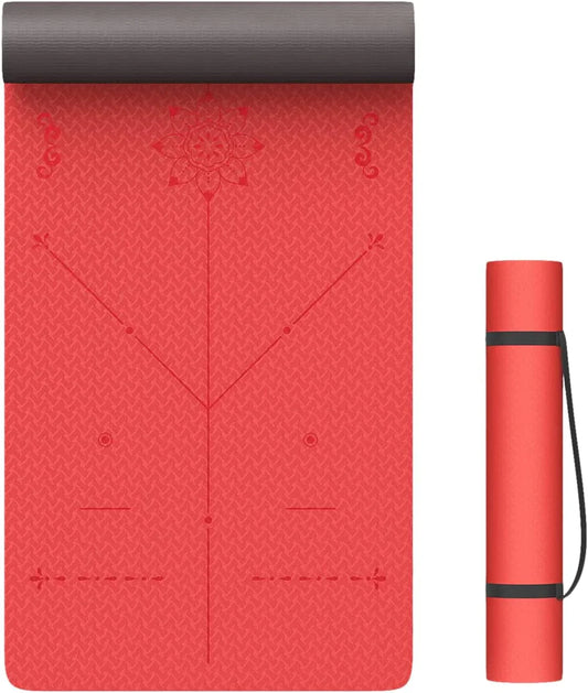 Ciays Yoga Mat High Density Exercise Mat Eco-Friendly TPE Workout Mat Non-Slip Anti-Tear Avoiding Pain in Yoga, Pilates & Floor Exercises for Men & Women, Black, Purple, Grey, 72"L X 24"W X 1/4''