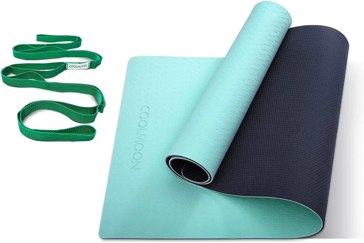 COOLMOON 1/4 Inch Extra Thick Yoga Mat Double-Sided Non Slip,Yoga Mat for Women and Men,Fitness Mats with Carrying Strap,Eco Friendly TPE Yoga Mat , Pilates and Exercises Mat