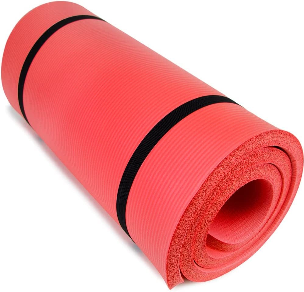 Crown Sports Exercise Mat 1 in Thick, 72 X 24 in with Arm Strap - Non-Slip Exercise Mat with High Density Foam for Yoga and Pilates Exercise Workouts - 4X Thicker than Other Exericse Mats