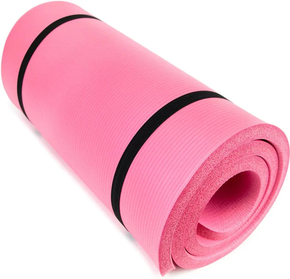 Crown Sports Exercise Mat 1 in Thick, 72 X 24 in with Arm Strap - Non-Slip Exercise Mat with High Density Foam for Yoga and Pilates Exercise Workouts - 4X Thicker than Other Exericse Mats