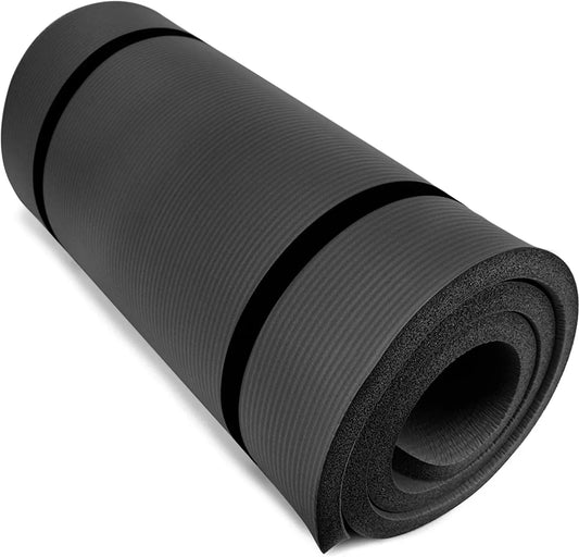 Crown Sports Exercise Mat 1 in Thick, 72 X 24 in with Arm Strap - Non-Slip Exercise Mat with High Density Foam for Yoga and Pilates Exercise Workouts - 4X Thicker than Other Exericse Mats