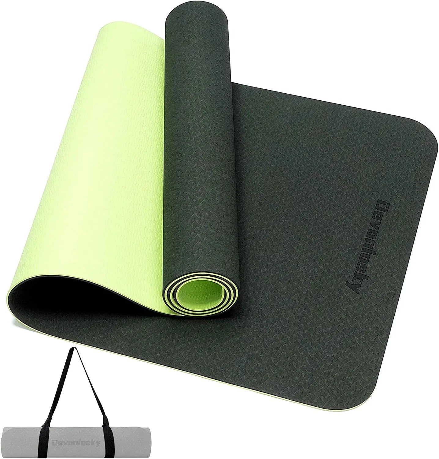 Devonlosky Yoga Mat, Non-Slip Eco Friendly Exercise Yoga Mat for Men and Women, 1/4-Inch Thick High Density Pro Mat with Carrying Strap for Yoga Pilates and Fitness Exercise