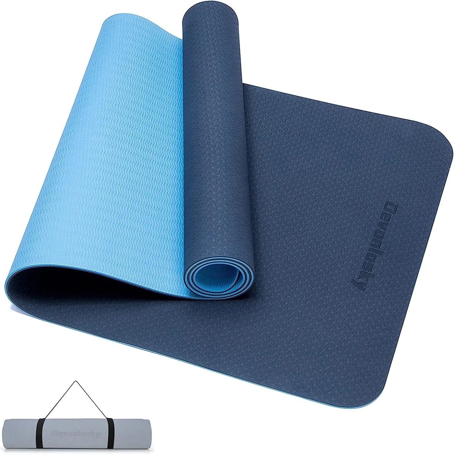 Devonlosky Yoga Mat, Non-Slip Eco Friendly Exercise Yoga Mat for Men and Women, 1/4-Inch Thick High Density Pro Mat with Carrying Strap for Yoga Pilates and Fitness Exercise