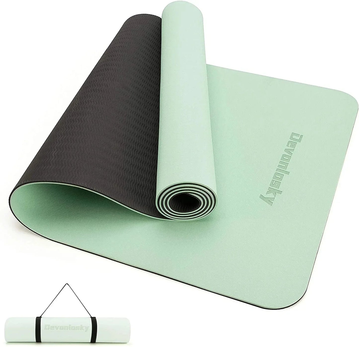 Devonlosky Yoga Mat, Non-Slip Eco Friendly Exercise Yoga Mat for Men and Women, 1/4-Inch Thick High Density Pro Mat with Carrying Strap for Yoga Pilates and Fitness Exercise