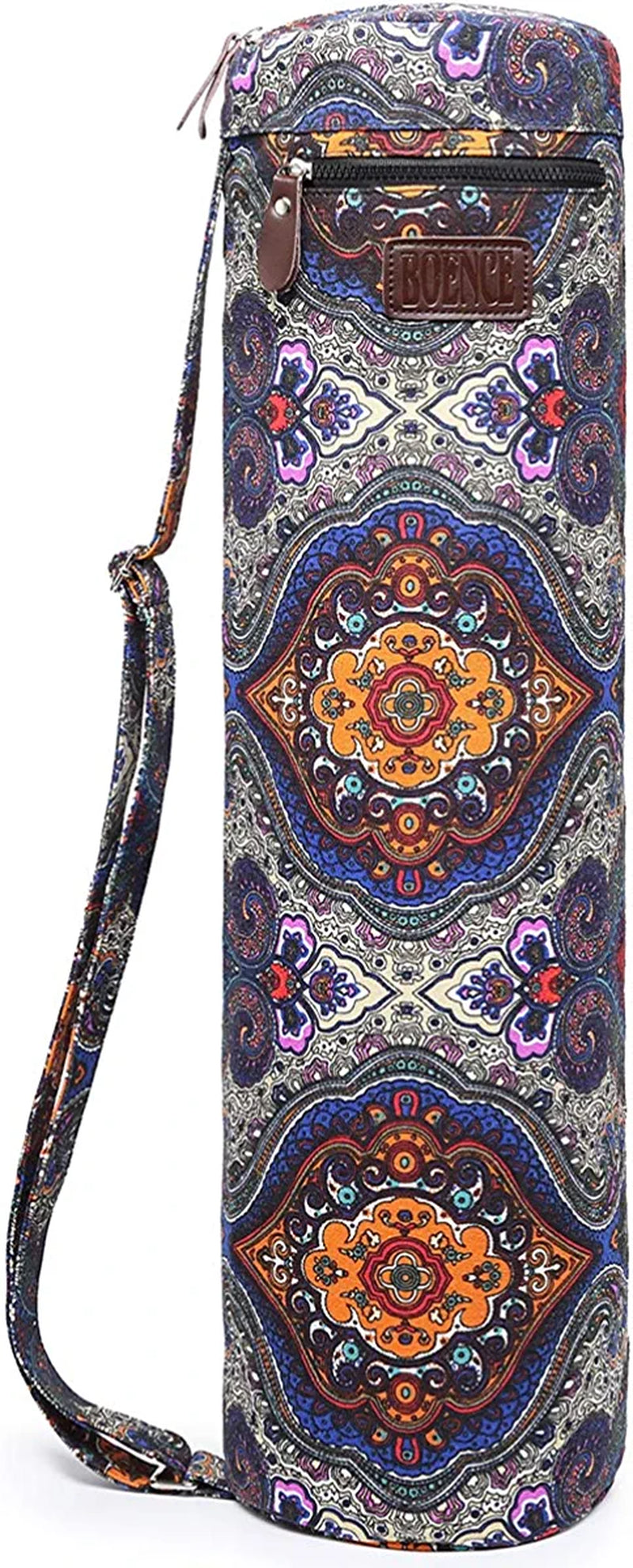 Boence Yoga Mat Bag, Full Zip Exercise Yoga Mat Sling Bag with Sturdy Canvas, Smooth Zippers, Adjustable Strap, Large Functional Storage Pockets - Fits Most Size Mats