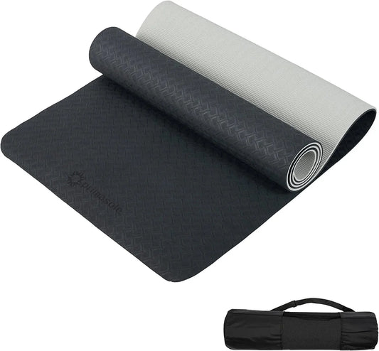 ( Exclusive Brand) Prime Yoga Mat, 0.2 Inches (6 Mm), Lightweight, TPE Material, Anti-Slip on Both Sides, Fitness Mat, High Density, Storage Bag Included, Pilates, Exercise Mat, Training Mat, Portable, Storage Bag Included