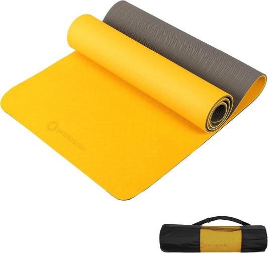 ( Exclusive Brand) Prime Yoga Mat, 0.2 Inches (6 Mm), Lightweight, TPE Material, Anti-Slip on Both Sides, Fitness Mat, High Density, Storage Bag Included, Pilates, Exercise Mat, Training Mat, Portable, Storage Bag Included