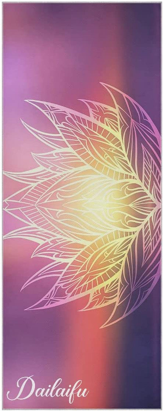 Custom Dawn Light Flower Yoga Mat Towel, Non-Slip Hot Yoga Mat Yoga Towel, Larger Size 73 X 27 In, Soft Microfiber Moisture Wicking Material for Pilates, Gym Workout, Outdoor Picnic