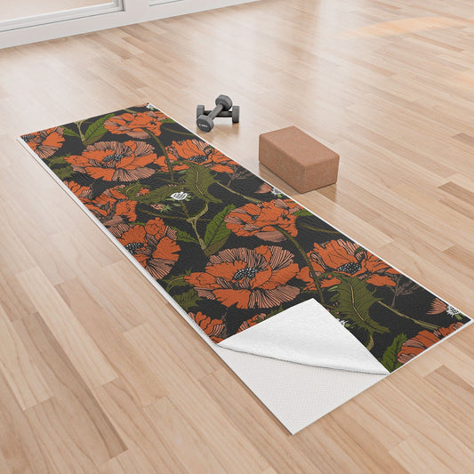 Autumn Poppies Yoga Towel (DS) DD