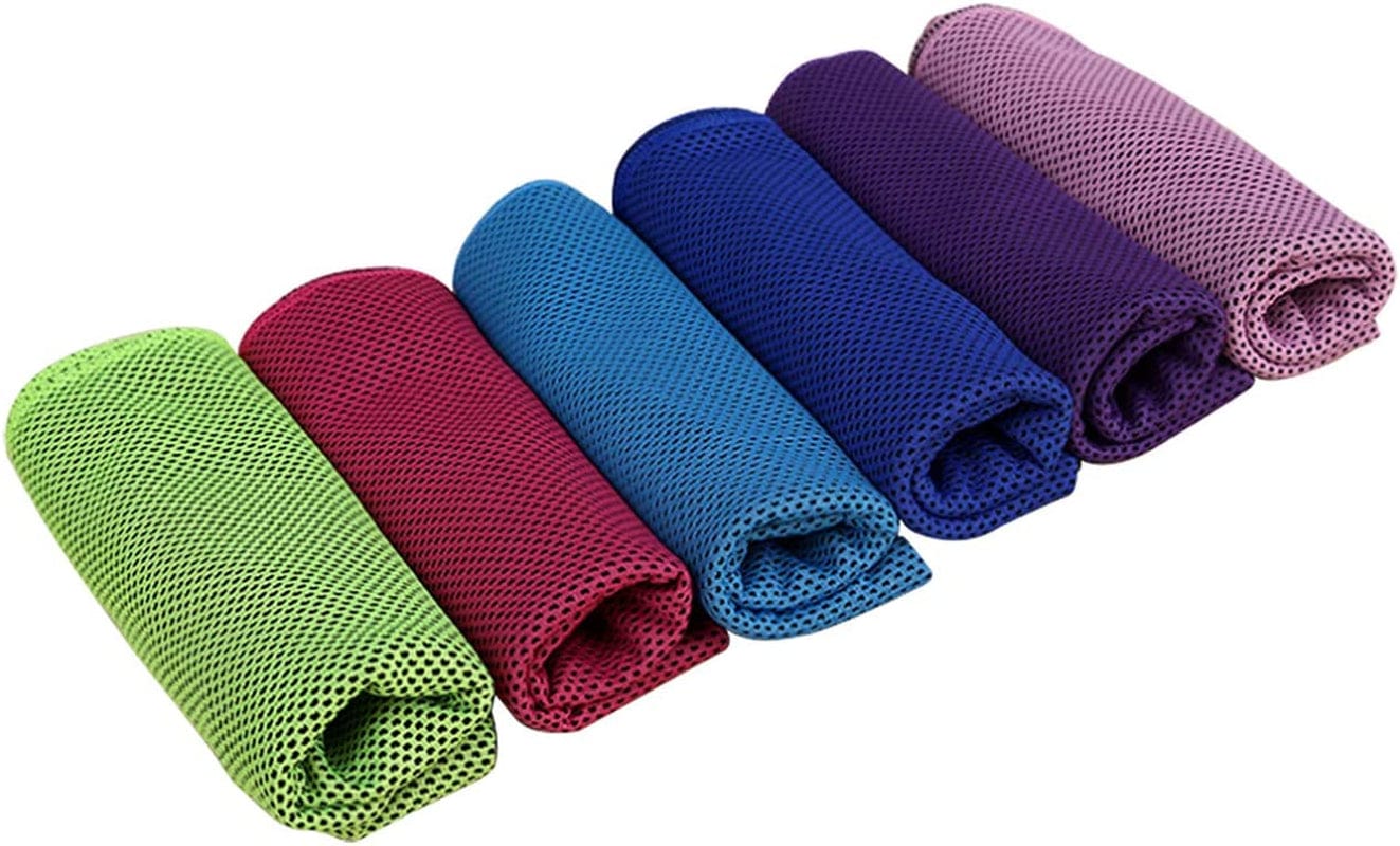 Ranvi Ice Cooling Towel-Compact Chilling Wrapped Neck Scarf for Yoga,Golf,Camping,Beach,Fitness,Workout, 6 PCS.
