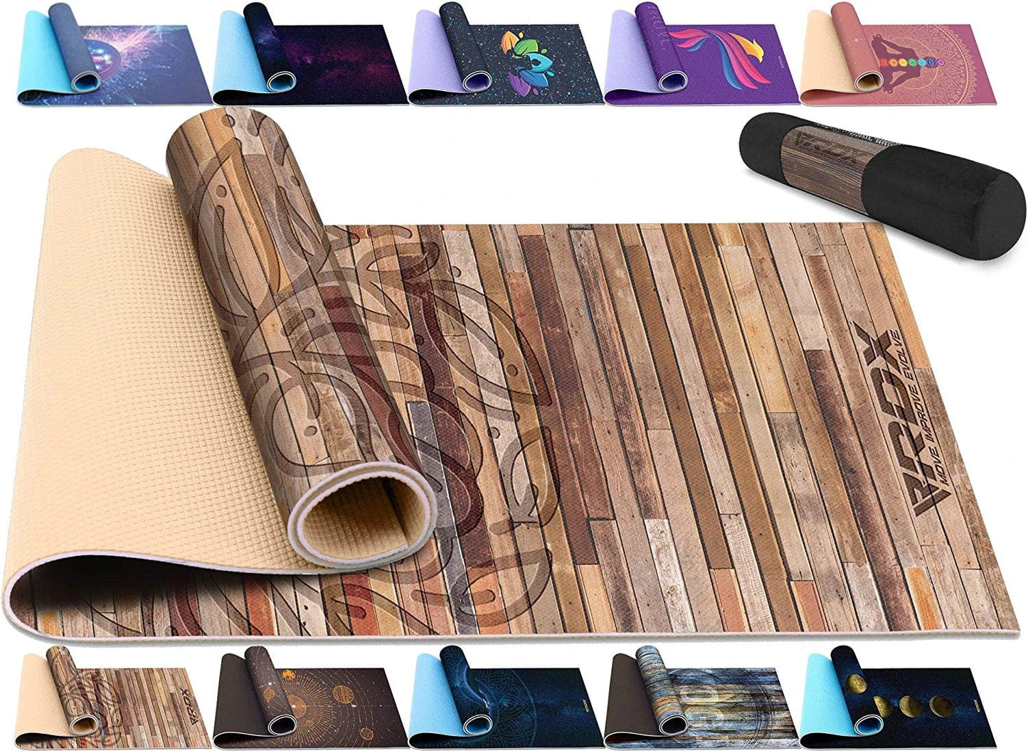 RDX Yoga Mat 6Mm Thick with Straps and Carry Bag, REACH ROHS Certified, 6P Latex Free, Non Slip Mats for Men Women, Home Gym Fitness Workout Pilates Aerobic Planks, 183 X 61CM