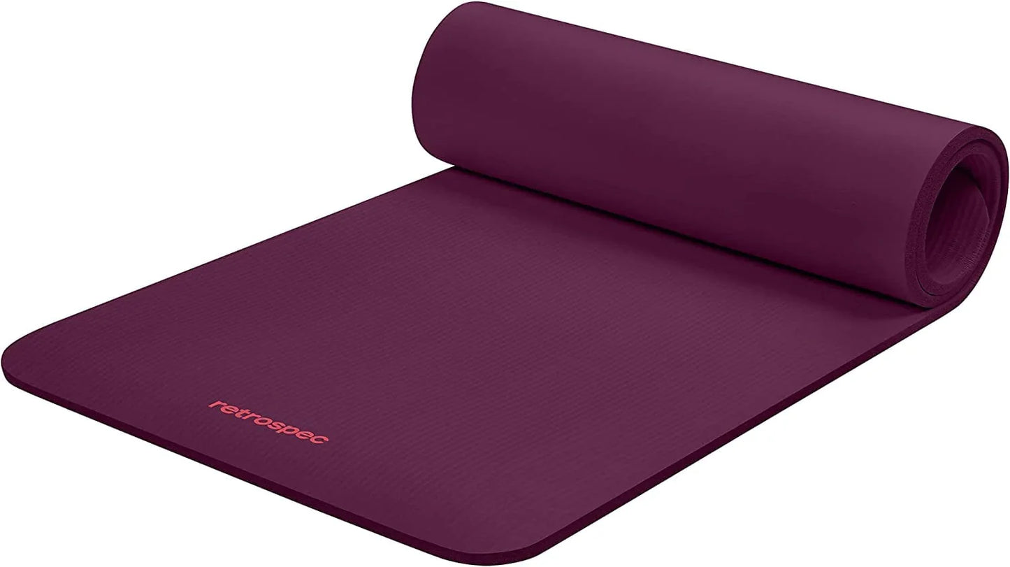 Retrospec Retrospec Solana Yoga Mat 1/2" Thick W/ Nylon Strap for Men & Women - Non Slip Excercise Mat for Yoga, Pilates, Stretching, Floor & Fitness Workouts