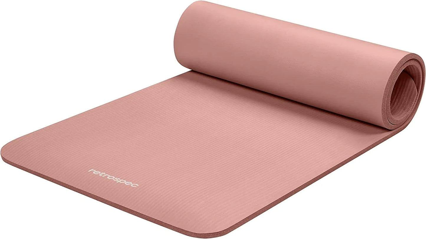 Retrospec Retrospec Solana Yoga Mat 1/2" Thick W/ Nylon Strap for Men & Women - Non Slip Excercise Mat for Yoga, Pilates, Stretching, Floor & Fitness Workouts