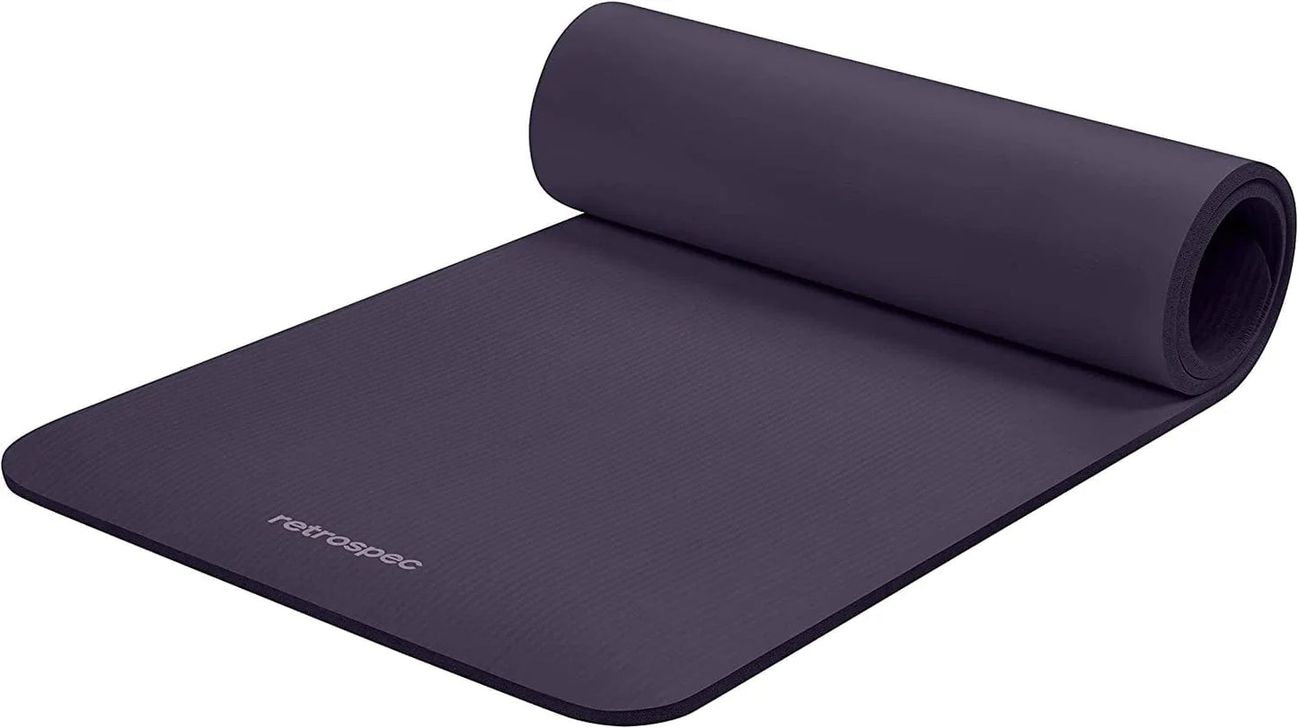 Retrospec Retrospec Solana Yoga Mat 1/2" Thick W/ Nylon Strap for Men & Women - Non Slip Excercise Mat for Yoga, Pilates, Stretching, Floor & Fitness Workouts