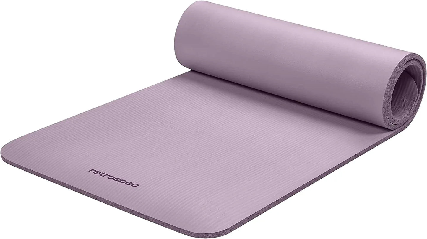 Retrospec Retrospec Solana Yoga Mat 1/2" Thick W/ Nylon Strap for Men & Women - Non Slip Excercise Mat for Yoga, Pilates, Stretching, Floor & Fitness Workouts