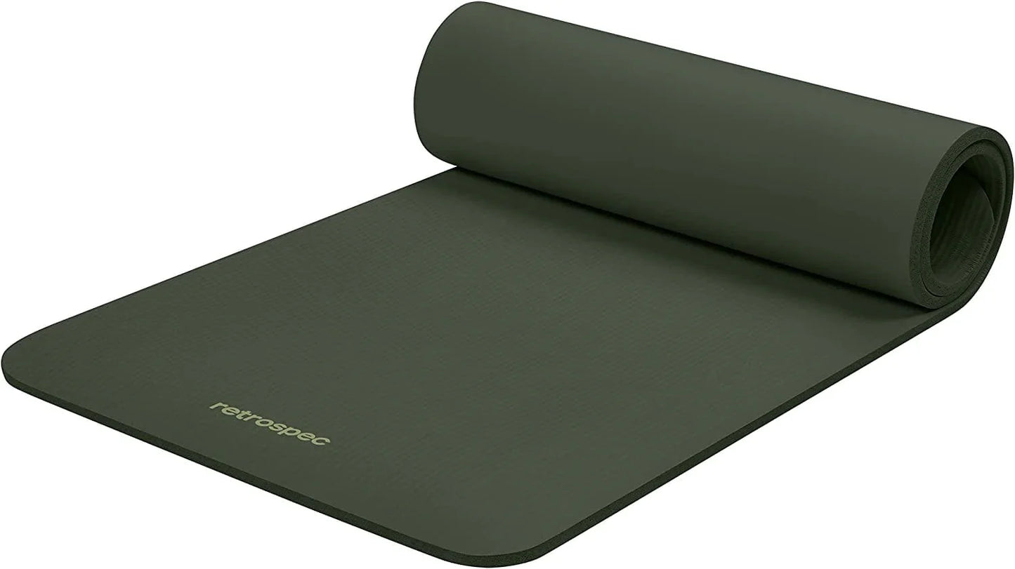 Retrospec Retrospec Solana Yoga Mat 1/2" Thick W/ Nylon Strap for Men & Women - Non Slip Excercise Mat for Yoga, Pilates, Stretching, Floor & Fitness Workouts