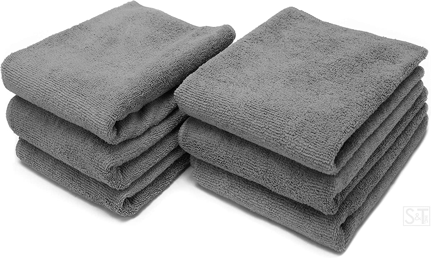 S&T INC. Microfiber Fitness Exercise Gym Towels, 360 GSM, 6 Pack, 16-Inch X 27-Inch