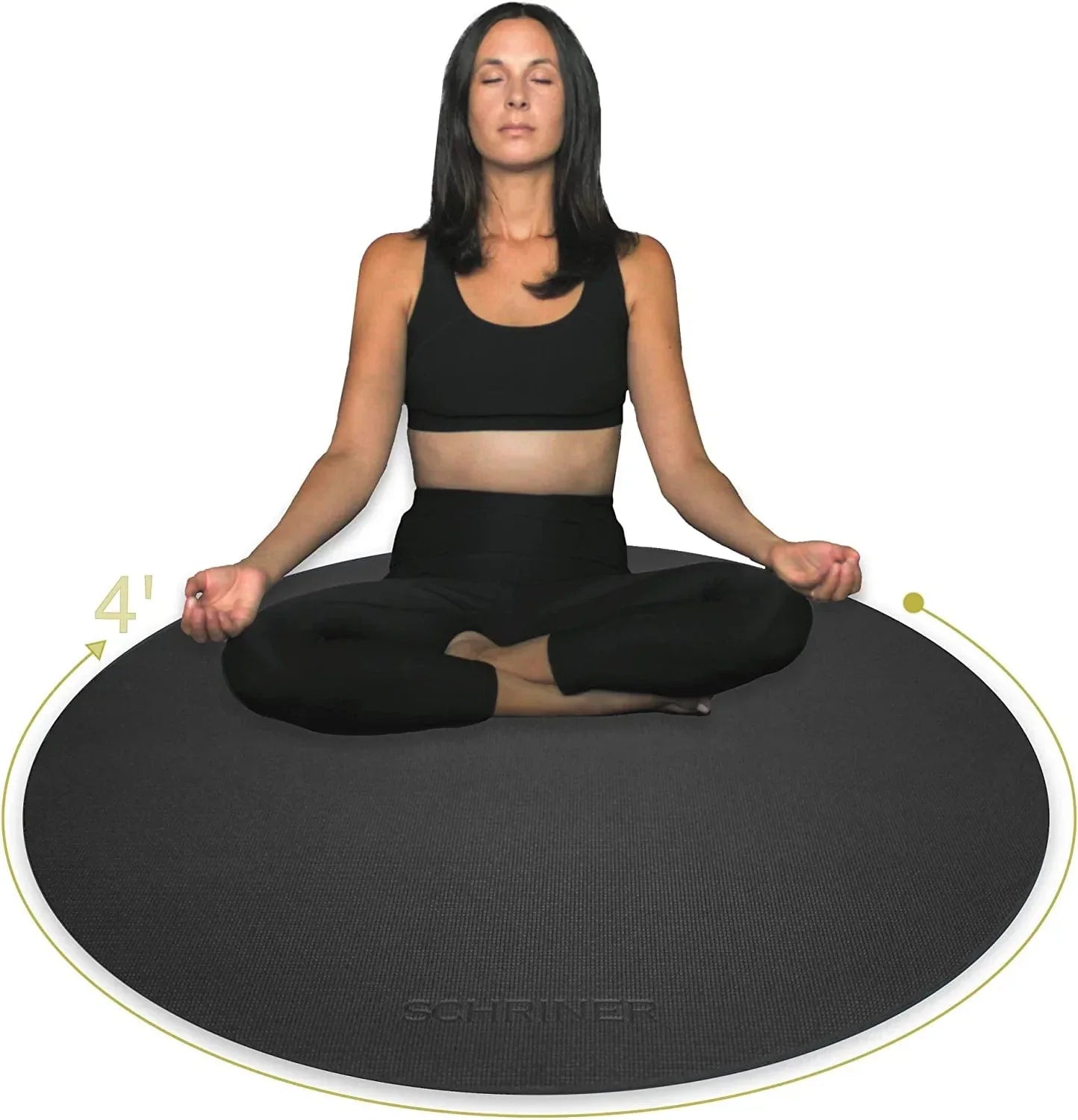 SCHRINER Pro Meditation Mat - 4' X 8Mm - Premium Thick Non-Slip round Exercise Mat