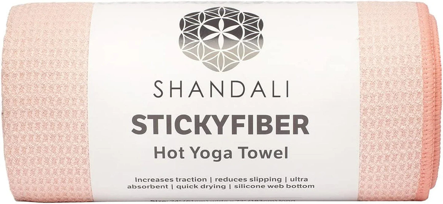 Shandali Hot Yoga Towel - Stickyfiber Yoga Towel - Mat-Sized, Microfiber, Super Absorbent, Anti-Slip, Injury Free, 24" X 72" - Best Bikram Yoga Towel - Exercise, Fitness, Pilates, and Yoga Gear