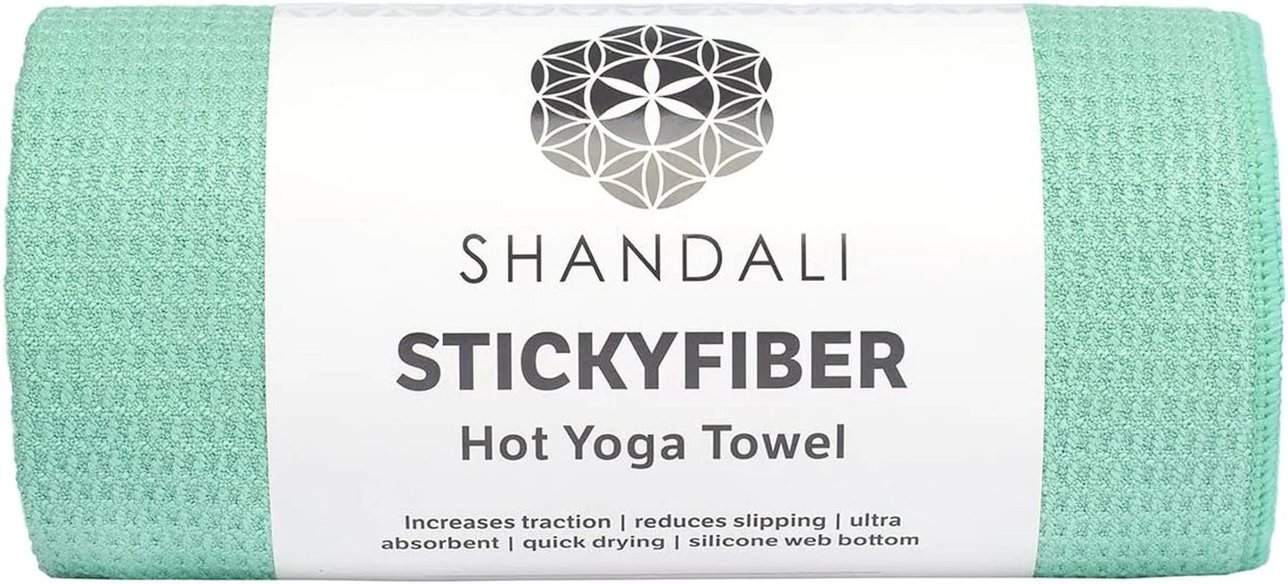 Shandali Hot Yoga Towel - Stickyfiber Yoga Towel - Mat-Sized, Microfiber, Super Absorbent, Anti-Slip, Injury Free, 24" X 72" - Best Bikram Yoga Towel - Exercise, Fitness, Pilates, and Yoga Gear