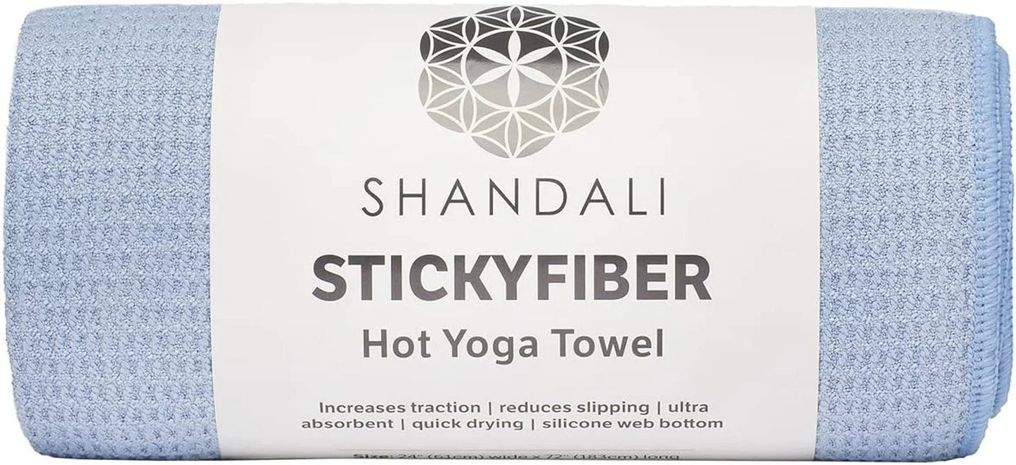 Shandali Hot Yoga Towel - Stickyfiber Yoga Towel - Mat-Sized, Microfiber, Super Absorbent, Anti-Slip, Injury Free, 24" X 72" - Best Bikram Yoga Towel - Exercise, Fitness, Pilates, and Yoga Gear