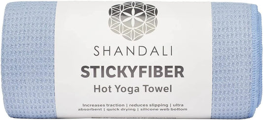 Shandali Hot Yoga Towel - Stickyfiber Yoga Towel - Mat-Sized, Microfiber, Super Absorbent, Anti-Slip, Injury Free, 24" X 72" - Best Bikram Yoga Towel - Exercise, Fitness, Pilates, and Yoga Gear