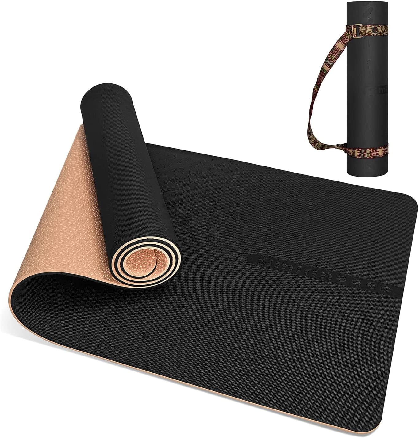 SIMIAN Yoga Mat Thick 10Mm Double Sided Non Slip Workout Mat, Professional TPE Yoga Mat for Men Women, Thick Workout Mat with Carrying Strap, Fitness Mats for Exercise, Yoga, Fitness, Pilates, Floor Workouts ( 72" X 24")