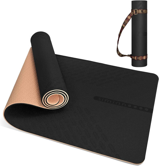 SIMIAN Yoga Mat Thick 10Mm Double Sided Non Slip Workout Mat, Professional TPE Yoga Mat for Men Women, Thick Workout Mat with Carrying Strap, Fitness Mats for Exercise, Yoga, Fitness, Pilates, Floor Workouts ( 72" X 24")