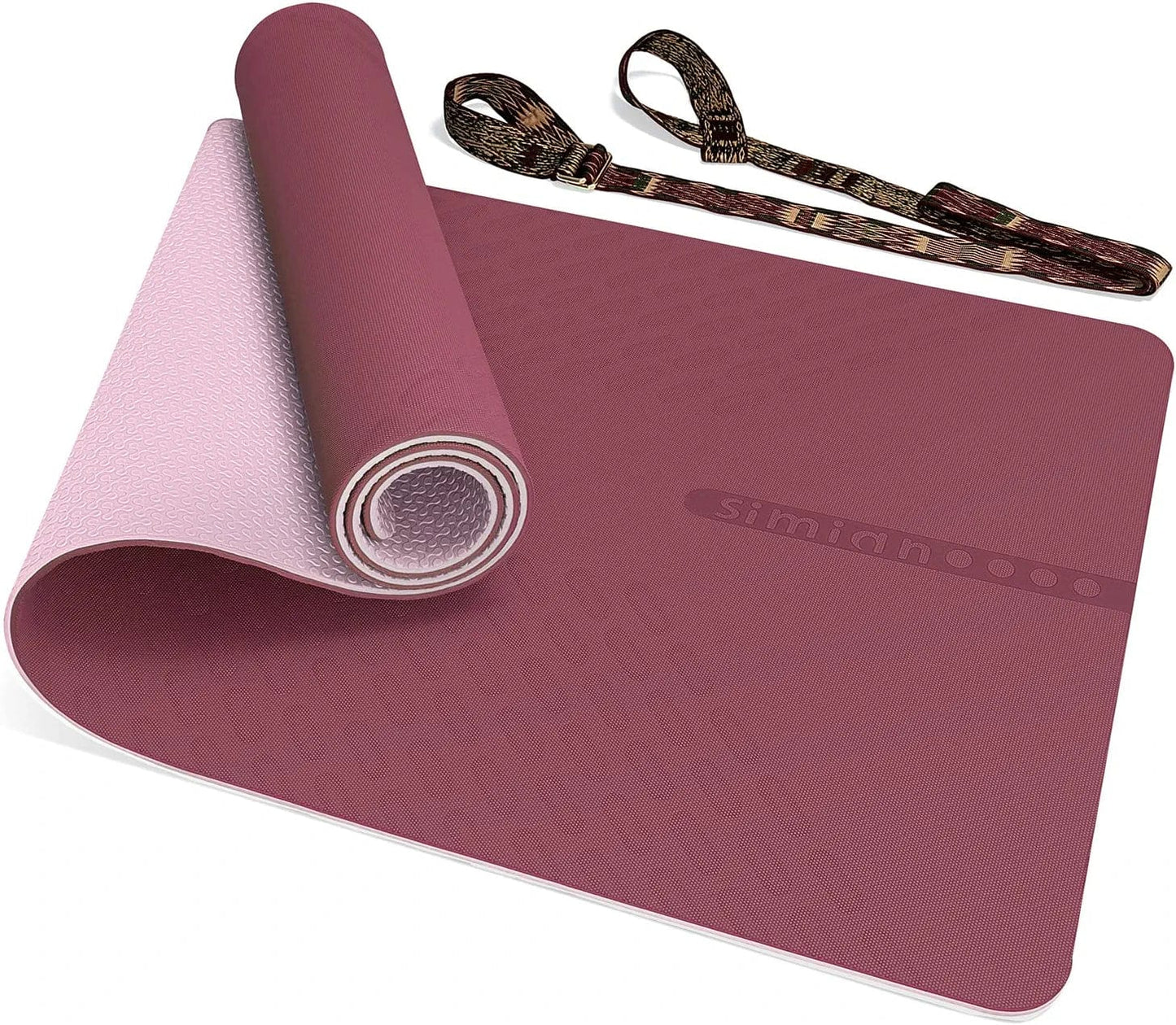 SIMIAN Yoga Mat Thick 10Mm Double Sided Non Slip Workout Mat, Professional TPE Yoga Mat for Men Women, Thick Workout Mat with Carrying Strap, Fitness Mats for Exercise, Yoga, Fitness, Pilates, Floor Workouts ( 72" X 24")
