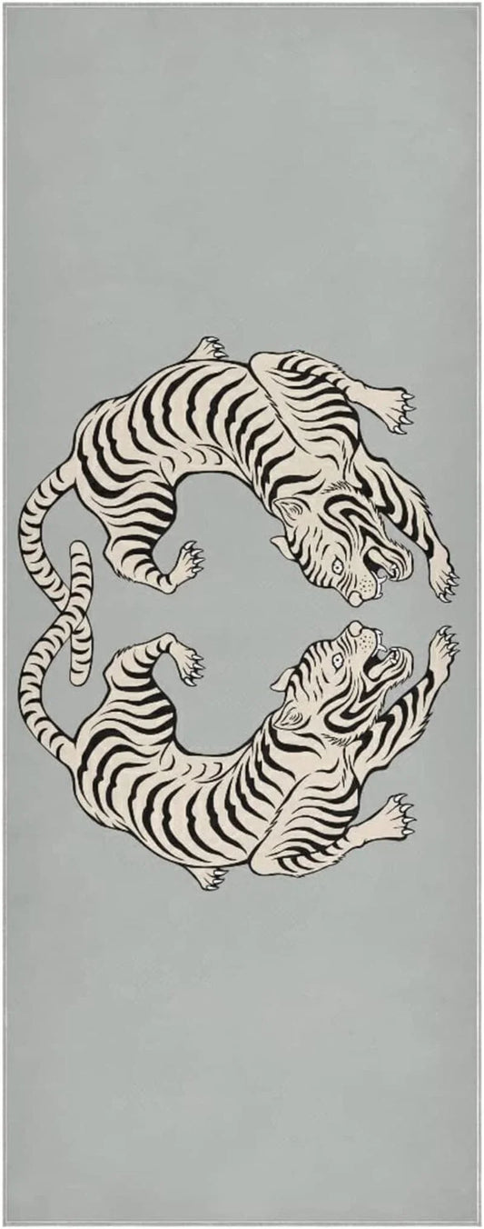 Susiyo Twin Tigers Yoga Towel with Storage Mesh Bag Soft Sweat Absorbent Non Slip Hot Yoga Towels Ideal for Women & Men Travel 73" X 27"