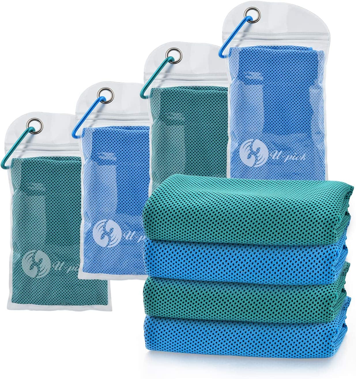 U-Pick 4 Packs Cooling Towel (40"X 12"),Ice Towel for Neck&Head,Microfiber Cool Towel,Soft Breathable Chilly Towel for Yoga,Sport,Gym,Workout,Camping,Fitness,Running,Workout & More Activities