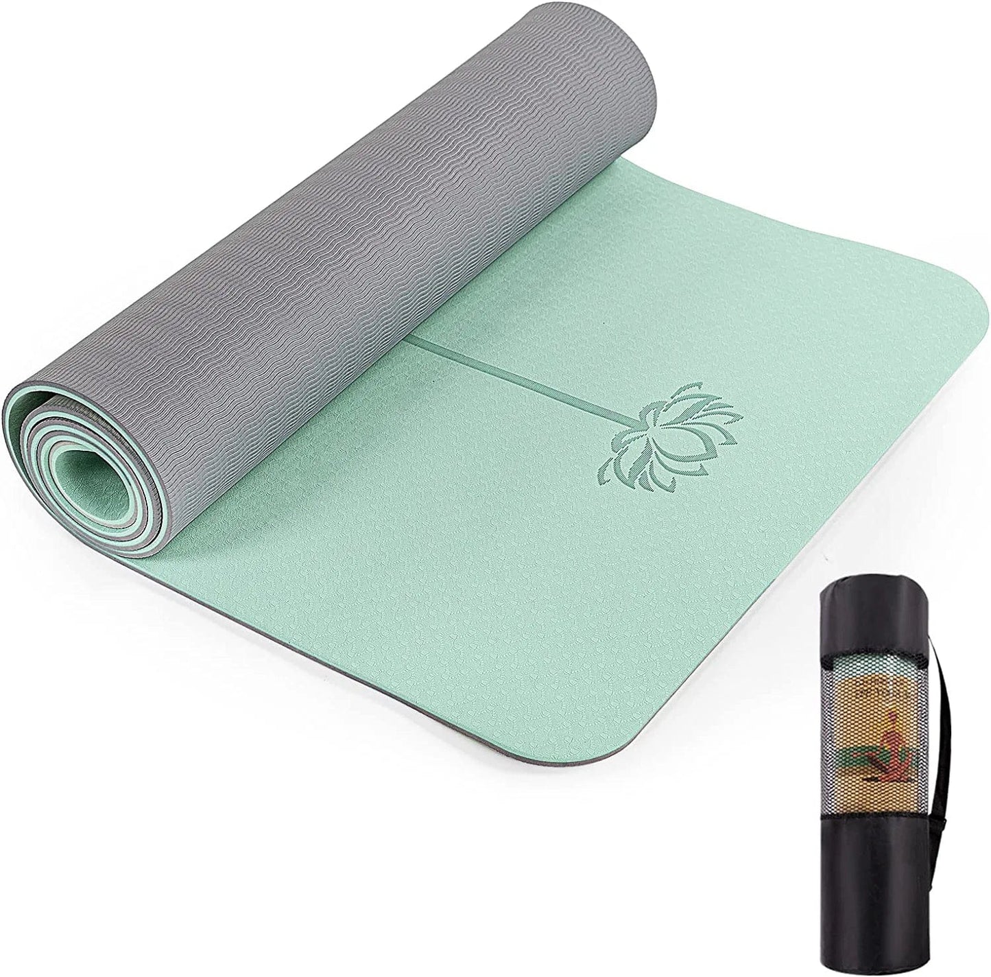 UMINEUX Yoga Mat Extra Thick 1/3'' Non Slip Yoga Mats for Women with Alignment Marks Eco Friendly TPE Fitness Exercise Mat with Carrying Strap & Storage Bag
